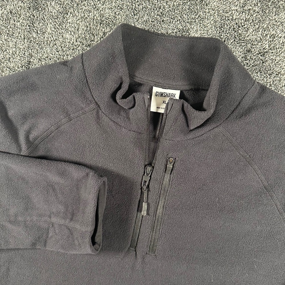 Gymshark Pullover Mens XL Black 1/4 Zip Fleece Chest Pocket Training Top